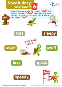 Vocabulary: Assessment 6 Worksheet: Free Printout for Kids